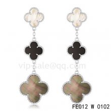 Replica Van Cleef & Arpels Magic Alhambra Earrings In White Gold, 3 Motifs